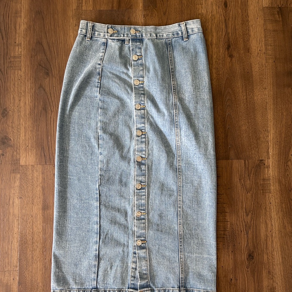 Blue Midi Denim Pencil Skirt Casual